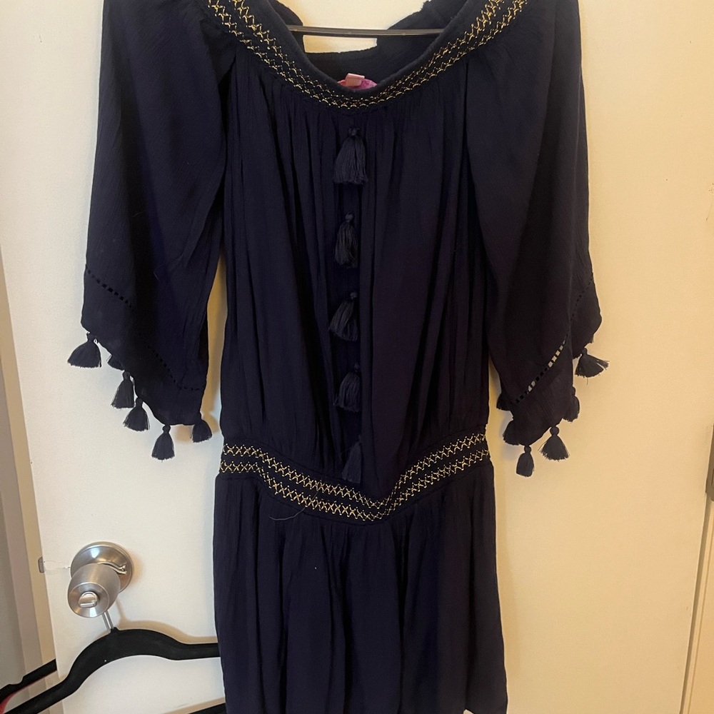 Lilly Pulitzer Navy Mini Dress with Gold Accents